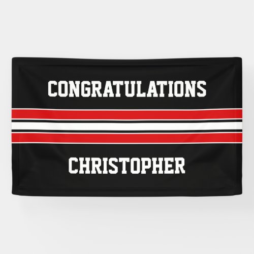 Red and Black Custom Sports Graduation Banner