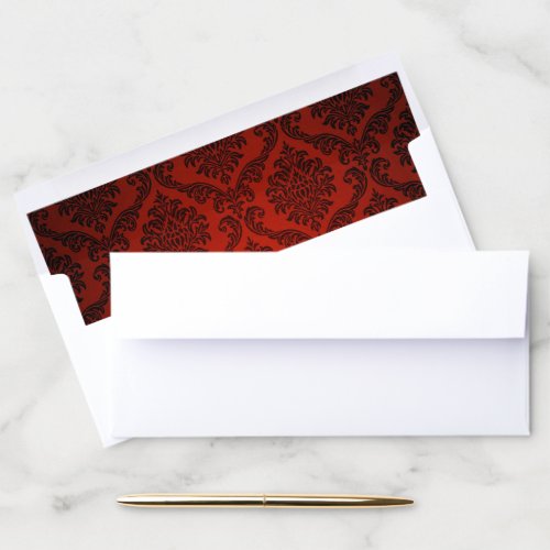 Red and Black Damask Envelope Liner