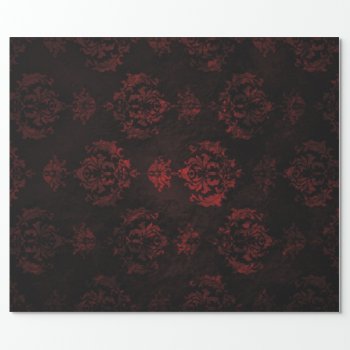 Red And Black Damask Gift Wrap by superkalifragilistic at Zazzle