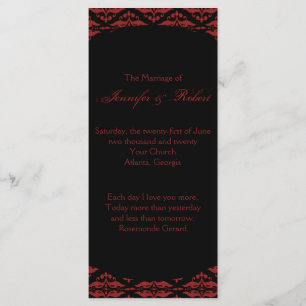 Red and Black Damask Gothic Wedding Program
