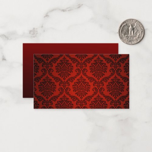 Red and Black Damask Note Card