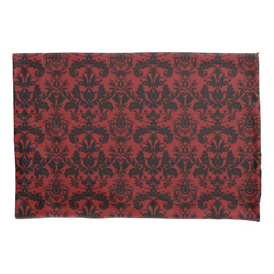 Red and Black Damask Pattern Pillowcase