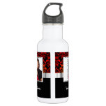 Red And Black Damask Photo Template Water Bottle at Zazzle