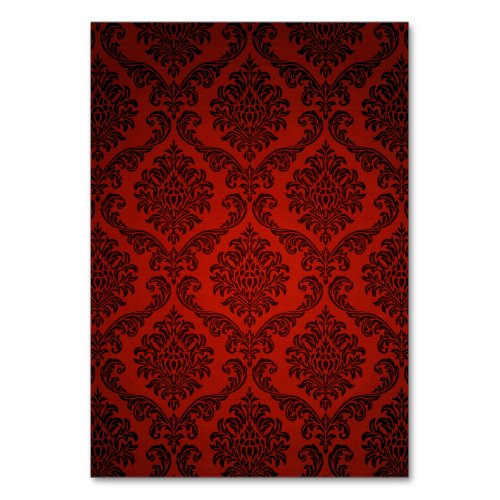 Red and Black Damask Table Number