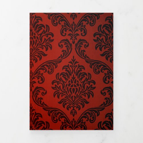 Red and Black Damask Tri_Fold Announcement