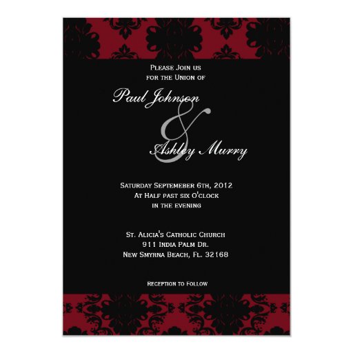 Red Damask Invitations Kit 8