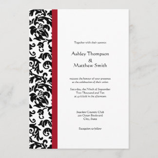 Red and Black Damask Wedding Invitations