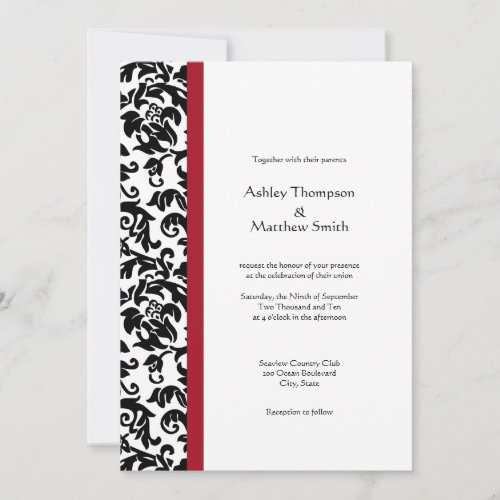 Red and Black Damask Wedding Invitations