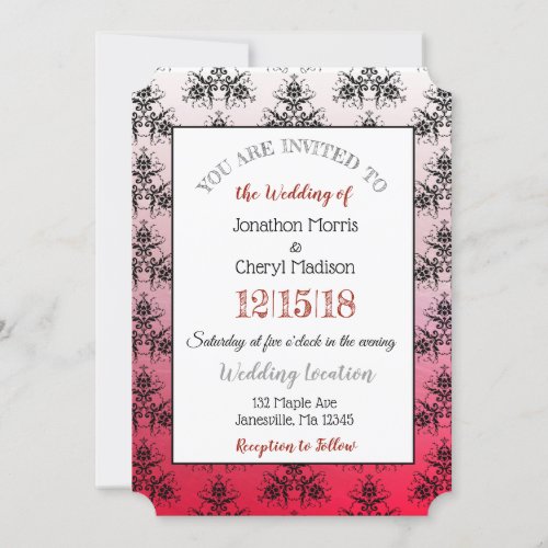 Red and Black Damask Wedding Invitations