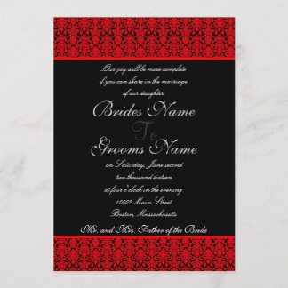 Red and Black Damask Wedding Invitations