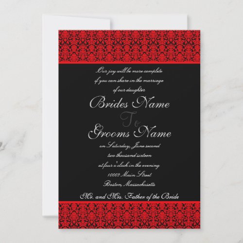 Red and Black Damask Wedding Invitations
