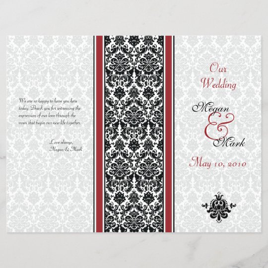 Red And Black Damask Wedding Program Zazzle Com