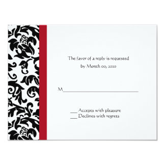 Red and Black Damask Wedding RSVP Cards