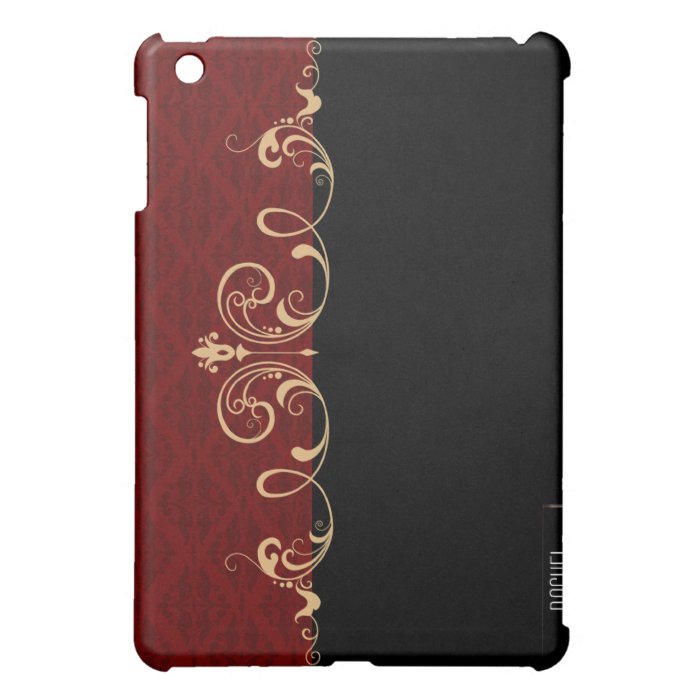 Red and Black Damask with Gold Scroll iPad iPad Mini Cases