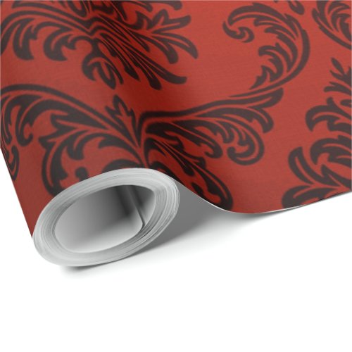 Red and Black Damask Wrapping Paper