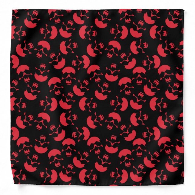 Red and Black Dark Aesthetic Skull Pattern Bandana (Front)