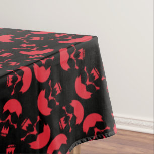 Red and Black Dark Aesthetic Skull Pattern Tablecloth