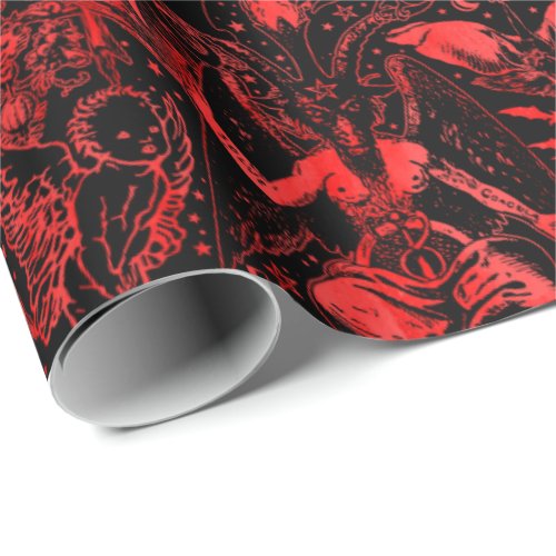 Red and Black Devil Gothic Victorian Gothic Wrapping Paper