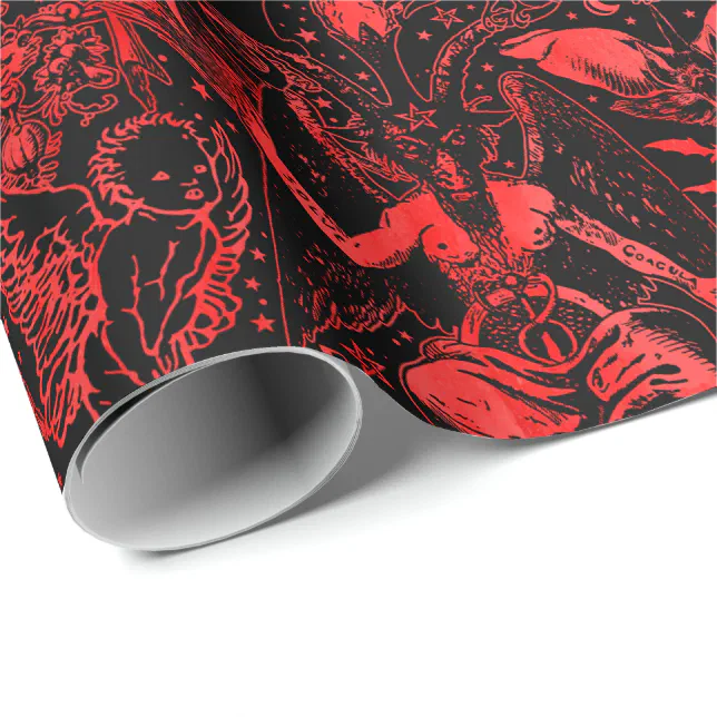 Red and Black Devil Gothic Victorian Gothic Wrapping Paper | Zazzle