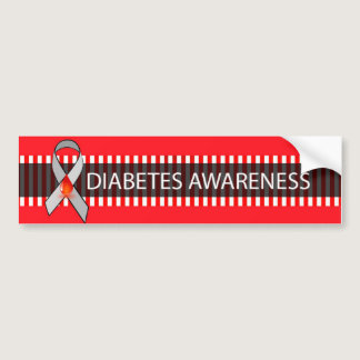 Red and Black Diabetes Awareness Ribbon Bumper Bumper Sticker