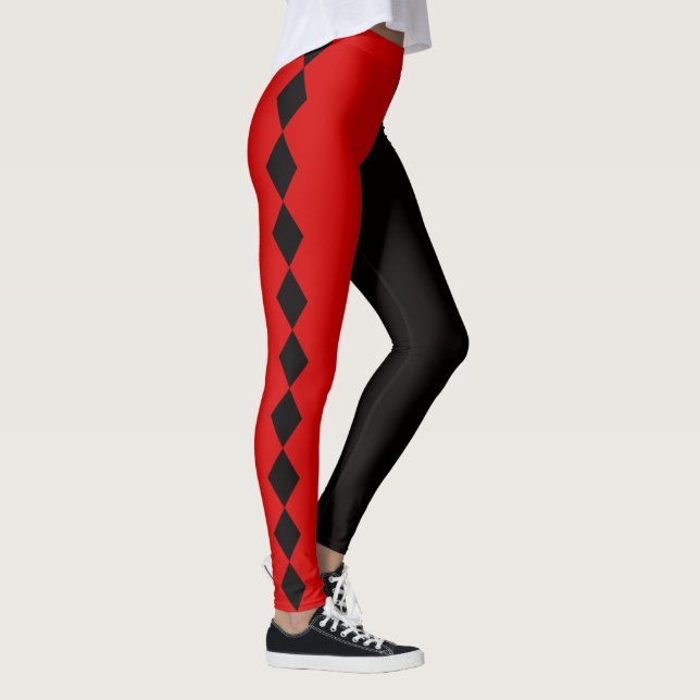 Red and Black Diamond Harlequin  Leggings (Right)