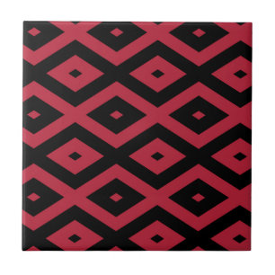 Red and black diamond pattern ceramic tile