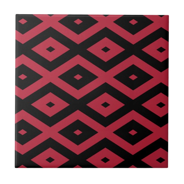 Red and black diamond pattern ceramic tile (Front)