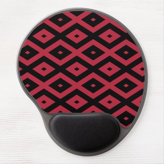 Red and black diamond pattern gel mouse pad (Front)