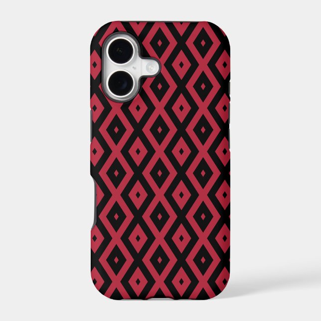 Red and black diamond pattern iphone case (Back)
