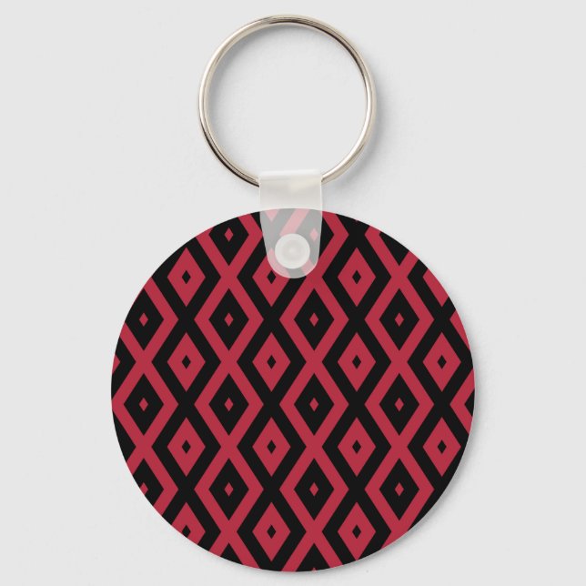 Red and black diamond pattern keychain (Front)