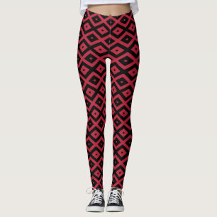 Red and black diamond pattern leggings