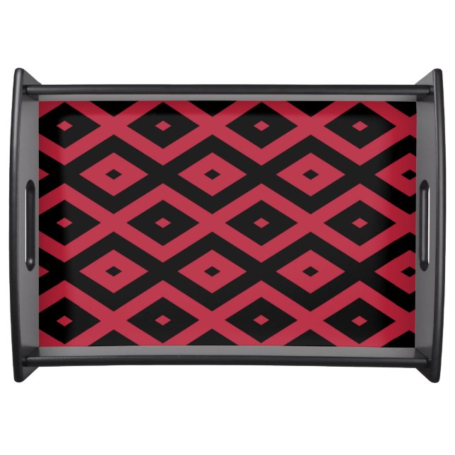 Red and black diamond pattern serving tray (Front)