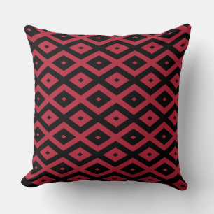 Red and black diamond pattern throw pillow