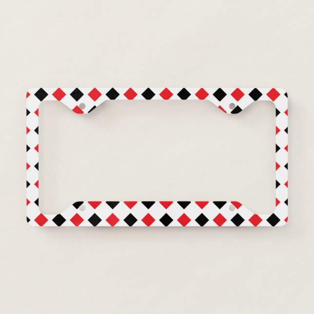 Red and Black Diamonds License Plate Frame (Front)
