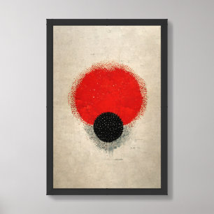 Red and Black Dot abstract Minimalist #2 Framed Art
