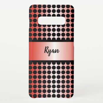Red And Black Dots And Band Samsung Galaxy S10  Case by JLBIMAGES at Zazzle