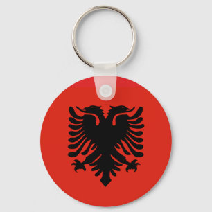 Red and Black Double Headed Eagle Flag of Albania Keychain