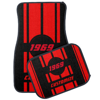 Red and Black Double Race Stripes | Personalize Car Mat