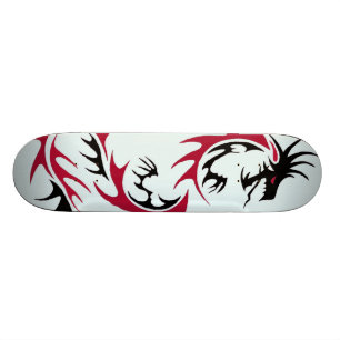 red and black dragon skateboard deck