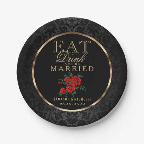 Red and Black _ Eat Drink and Be Married Paper Plates