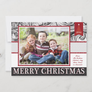 Red and Black Elegant Christmas Photo Card