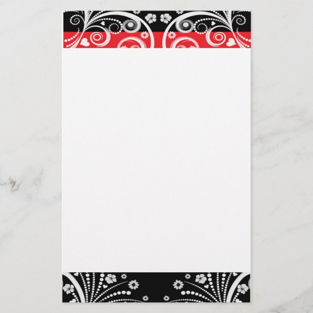 Red and Black Elegant Stationery (Front)