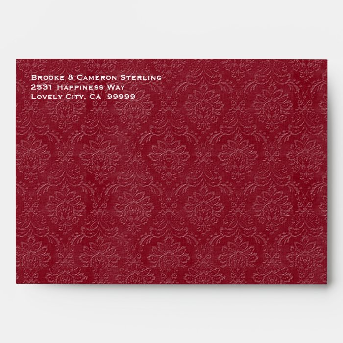 Red and Black Embossed Look Damask Invitation G700 Envelope