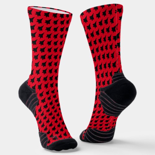 Red and Black F_22 Fighter Jet Airplane Socks