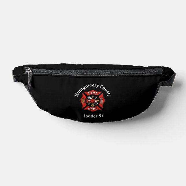 Red and Black Fire Department Logo Custom  Fanny Pack (Lay Down)