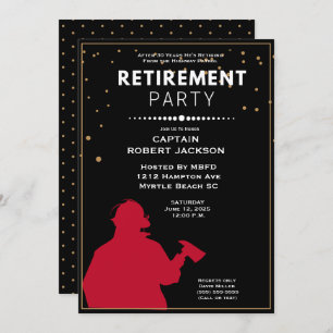 Red and Black Firefighter Retirement Party Invitation