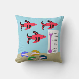 Red and Black Fish with 4 Clams: Throw Pillow