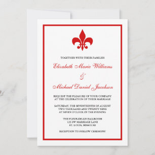 Red and Black Fleur de Lis Wedding Invitation