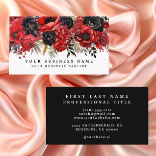 Red and Black Floral Business Card