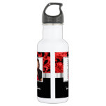 Red And Black Floral Damask Template Stainless Steel Water Bottle at Zazzle